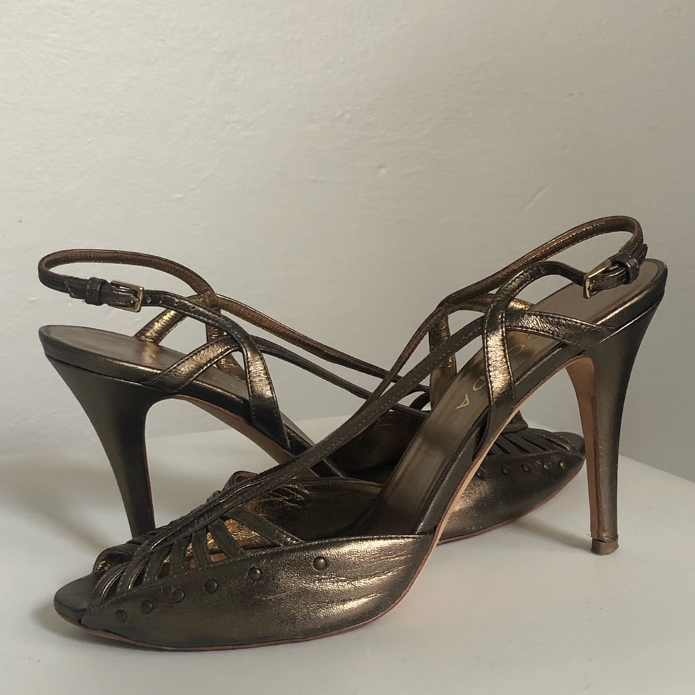 Escada – Strappy Metallic Leather Slingback Sandal – Euro Size 39-1/2